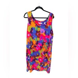 Calvin Klein Multi Color Floral Sleeveless Dress Size 16W